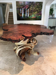 Handmade redwood and juniper tables